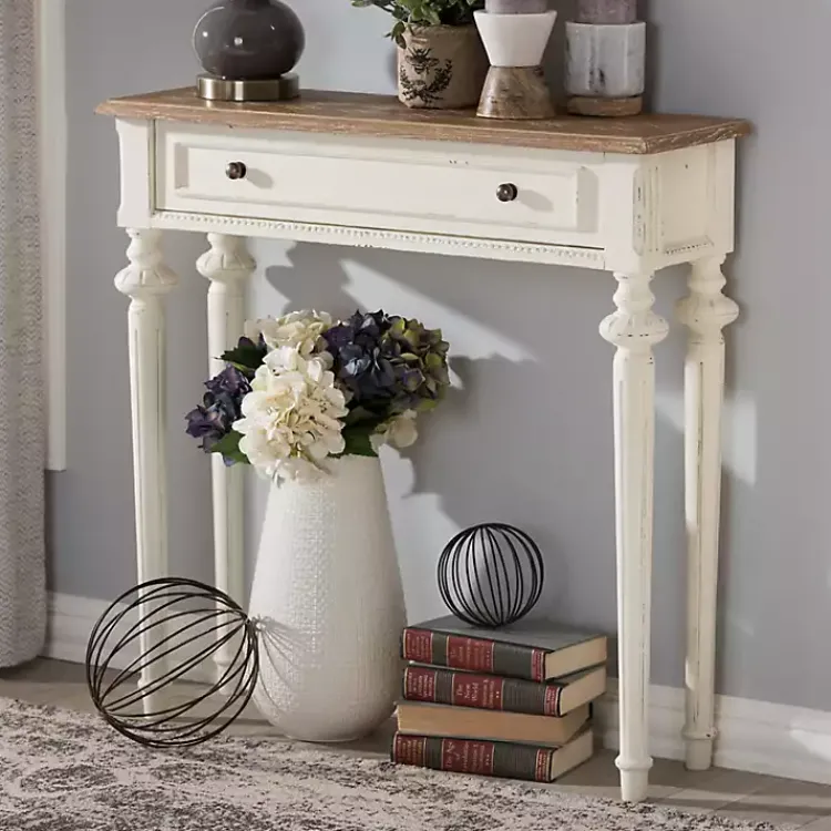 Kirklands Home Console Tables|Marquetterie Whitewashed Oak Top Console Table