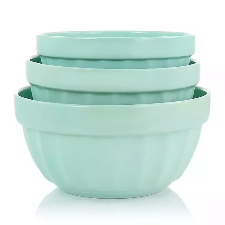 Kirklands Home Serving & Entertaining|Martha Stewart Mint Stoneware Bowls, Set of 3 Blue