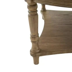 Kirklands Home Benches & Ottomans|Martha Stewart Round Cream Ottoman with Shelf Ivory