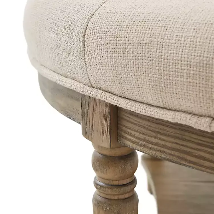 Kirklands Home Benches & Ottomans|Martha Stewart Round Cream Ottoman with Shelf Ivory