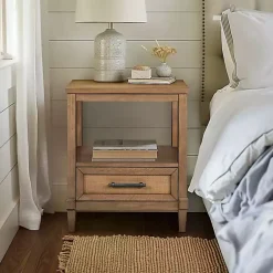 Kirklands Home Nightstands|Martha Stewart Toasted Almond Wood Nightsd Tan