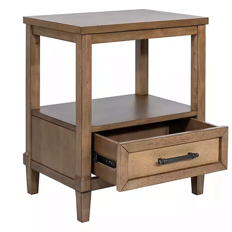 Kirklands Home Nightstands|Martha Stewart Toasted Almond Wood Nightsd Tan
