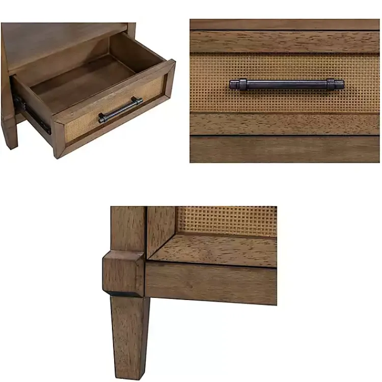 Kirklands Home Nightstands|Martha Stewart Toasted Almond Wood Nightsd Tan