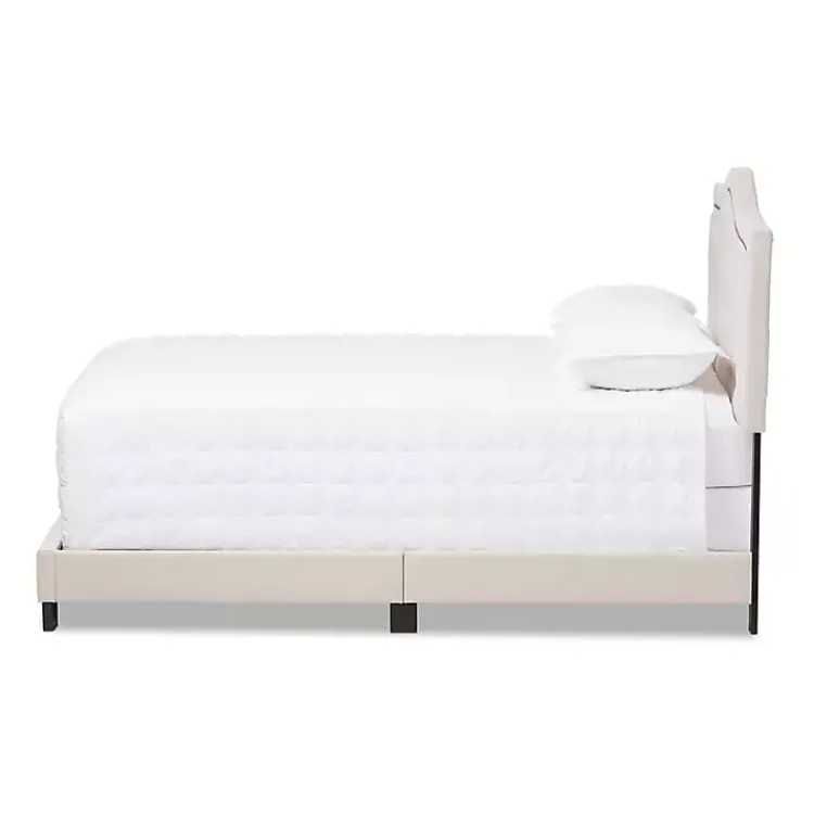 Kirklands Home Beds & Headboards|Mary Beige Button Tufted King Bed Frame Ivory