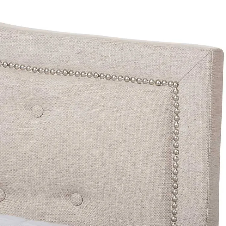 Kirklands Home Beds & Headboards|Mary Beige Button Tufted King Bed Frame Ivory
