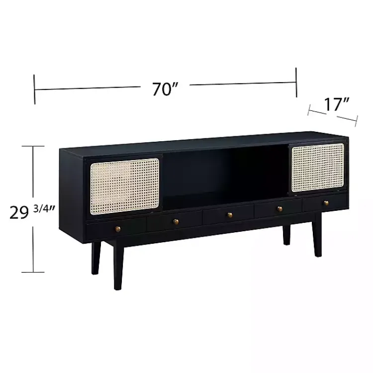 Kirklands Home Tv Stands & Media Consoles|Matilda Midcentury Woven Cane Media Cabinet Black