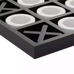 New Matte Black and White Wooden Tic Tac Toe Board Decorative Accents