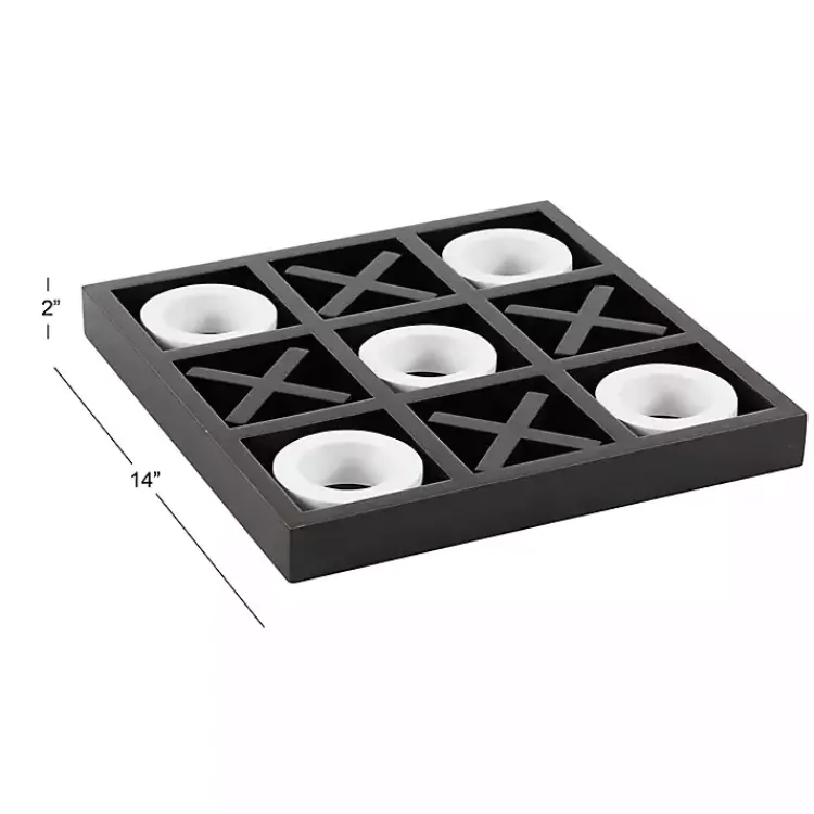 New Matte Black and White Wooden Tic Tac Toe Board Decorative Accents