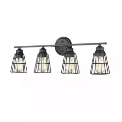 Kirklands Home Flush Mount Lighting|Matte Cage Shade Vanity Light Black