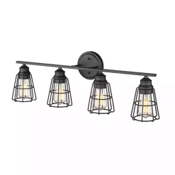Kirklands Home Flush Mount Lighting|Matte Cage Shade Vanity Light Black