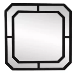 Kirklands Home Decorative Mirrors|Matte Black Geometric Square Wall Mirror