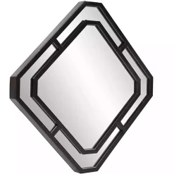 Kirklands Home Decorative Mirrors|Matte Black Geometric Square Wall Mirror