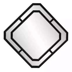 Kirklands Home Decorative Mirrors|Matte Black Geometric Square Wall Mirror
