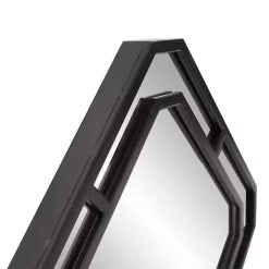 Kirklands Home Decorative Mirrors|Matte Black Geometric Square Wall Mirror