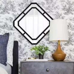 Kirklands Home Decorative Mirrors|Matte Black Geometric Square Wall Mirror