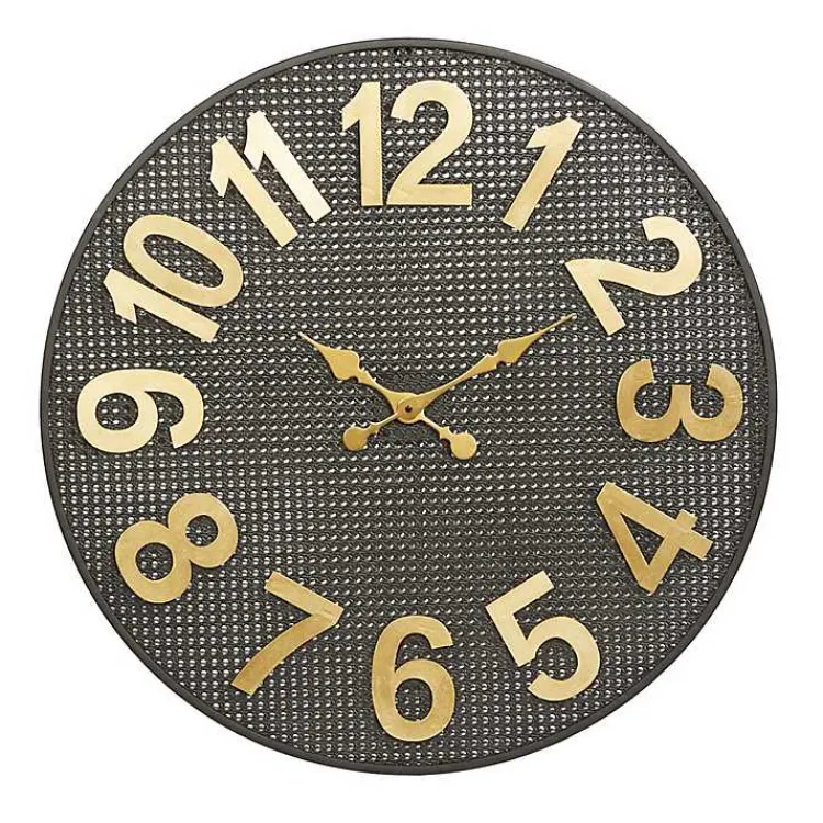 Kirklands Home Clocks|Matte Black Iron Wall Clock, 32 in.