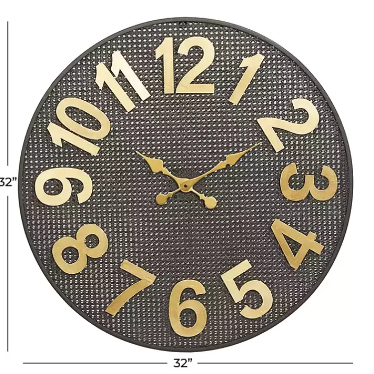 Kirklands Home Clocks|Matte Black Iron Wall Clock, 32 in.