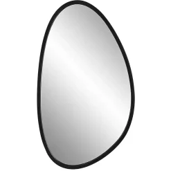 Kirklands Home Decorative Mirrors|Matte Black Modern Asymmetrical Wall Mirror
