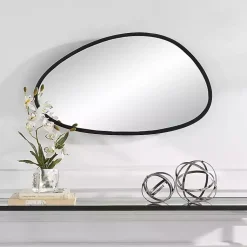 Kirklands Home Decorative Mirrors|Matte Black Modern Asymmetrical Wall Mirror
