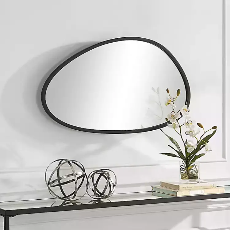 Kirklands Home Decorative Mirrors|Matte Black Modern Asymmetrical Wall Mirror