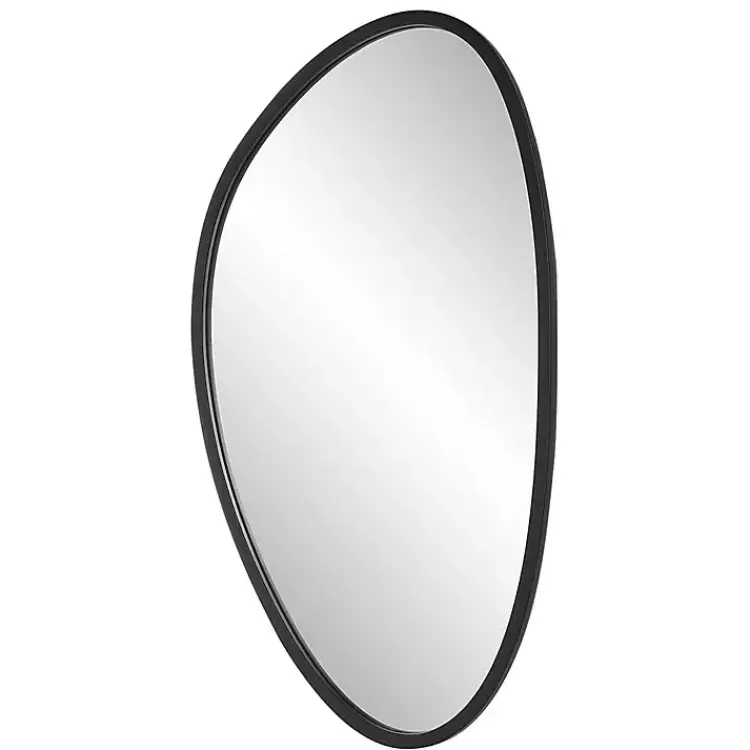 Kirklands Home Decorative Mirrors|Matte Black Modern Asymmetrical Wall Mirror