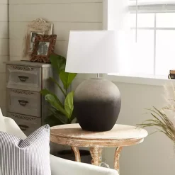 Kirklands Home Table Lamps|Matte Black Ombre Textured Table Lamp, 23 in. White
