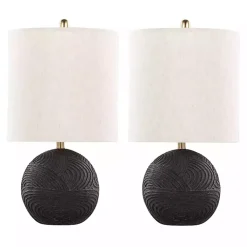 Kirklands Home Table Lamps|Matte Black Round Kona Table Lamps, Set of 2 Tan