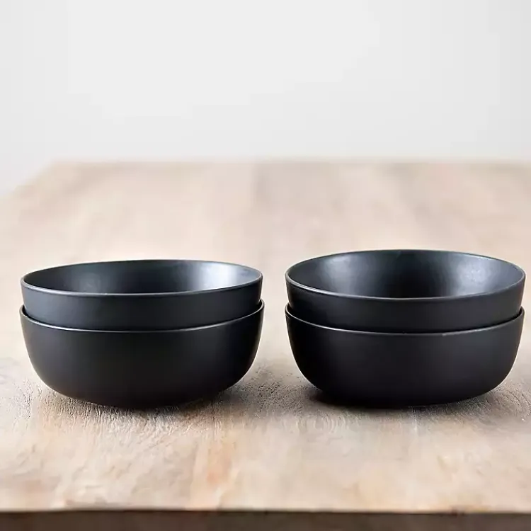 Kirklands Home Dinnerware|Matte Simple Things Cereal Bowls, Set of 4 Black