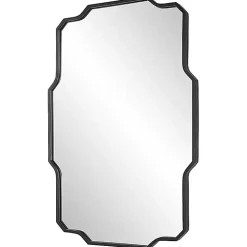 Kirklands Home Decorative Mirrors|Matte Black Thin Linear Iron Frame Wall Mirror