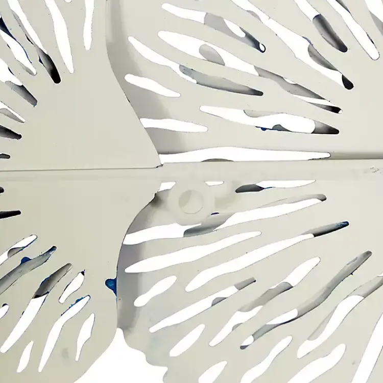 Kirklands Home Wall Plaques|Matte and White Flowers Metal Wall Plaque Blue