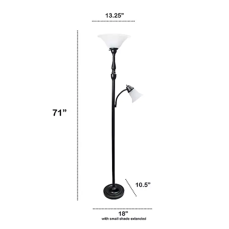 Kirklands Home Floor Lamps|Matte Bronze and White Reading Arm Torchiere Brown