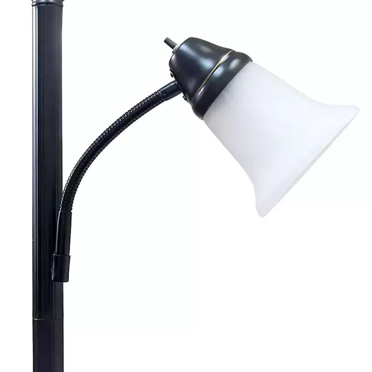 Kirklands Home Floor Lamps|Matte Bronze and White Reading Arm Torchiere Brown