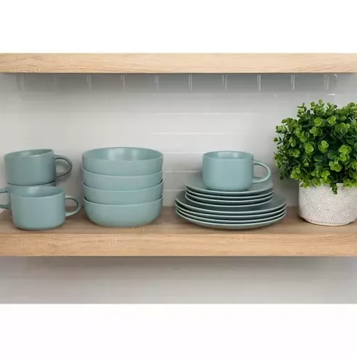 Kirklands Home Dinnerware|Matte Mineral Kera 16-pc. Dinnerware Set Blue