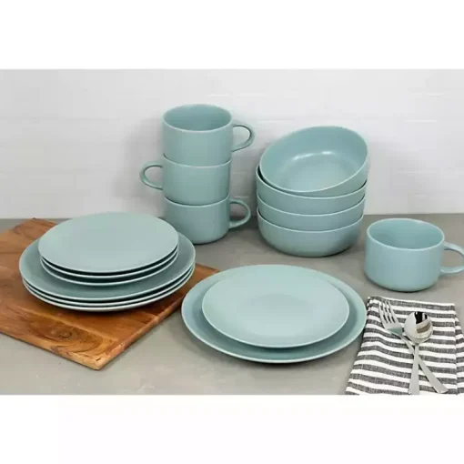 Kirklands Home Dinnerware|Matte Mineral Kera 16-pc. Dinnerware Set Blue