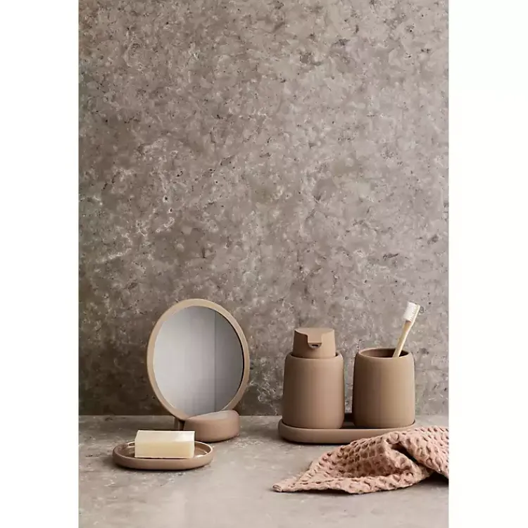 Kirklands Home Bathroom Accessories|Matte Modernity Ceramic Soap Dispenser Tan