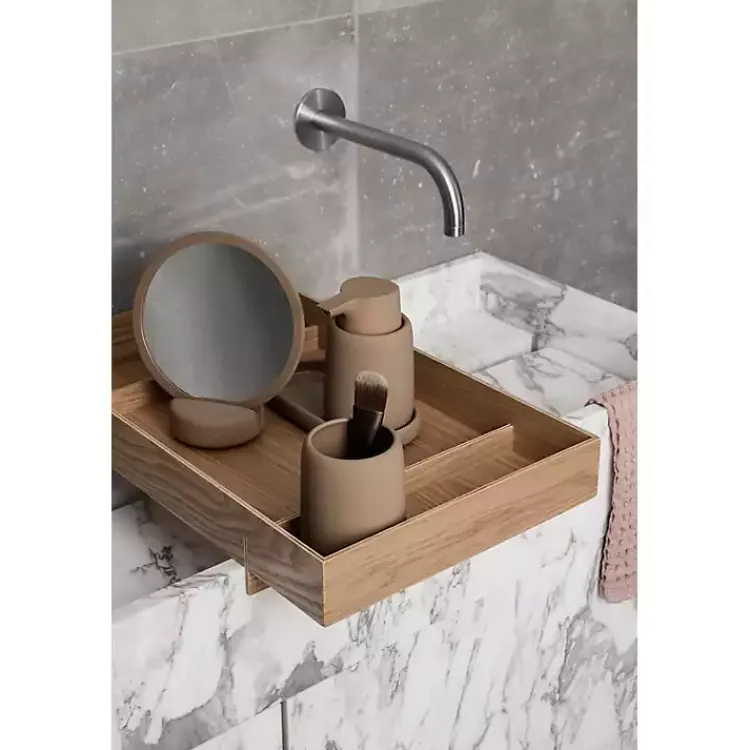 Kirklands Home Bathroom Accessories|Matte Modernity Ceramic Soap Dispenser Tan