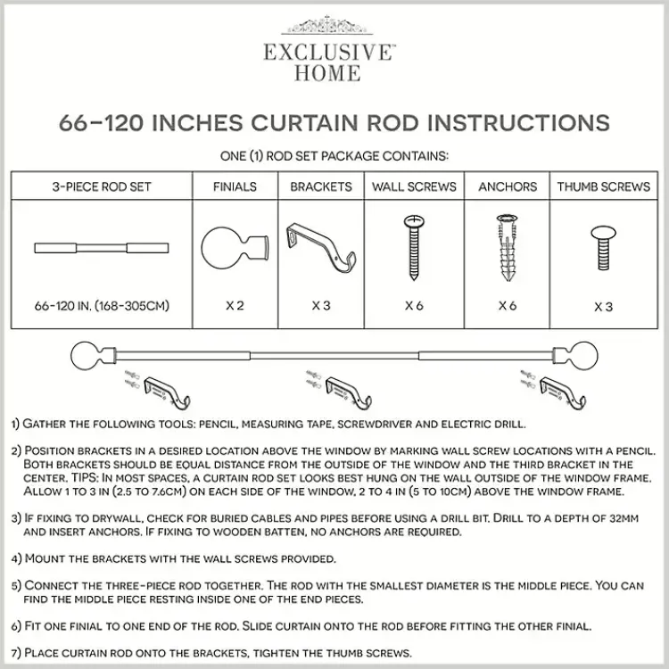 Kirklands Home Curtain Rods & Hardware|Matte White Open Sphere Curtain Rod, 120 in.