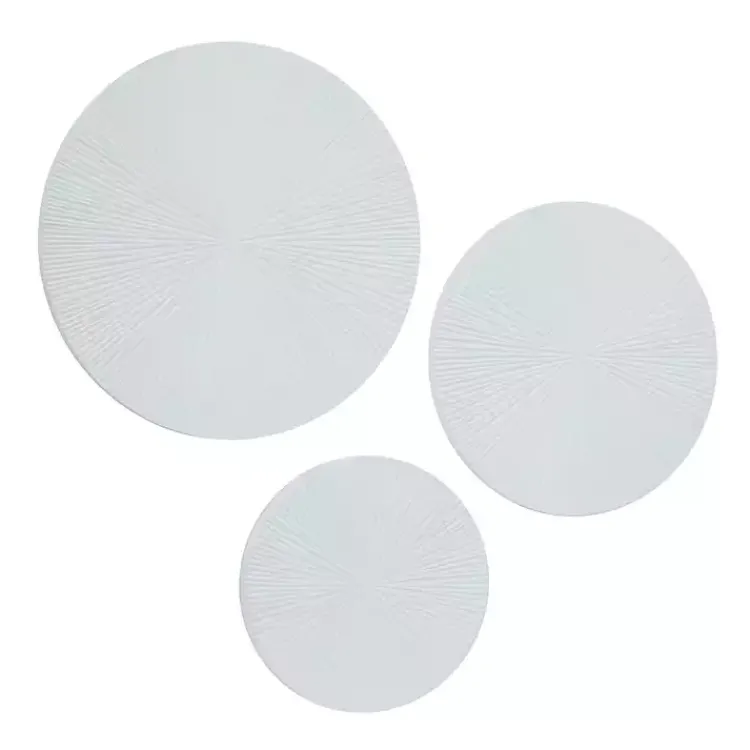 Kirklands Home Wall Plaques|Matte Ribbed Sunburst Wall Plates, Set of 3 White