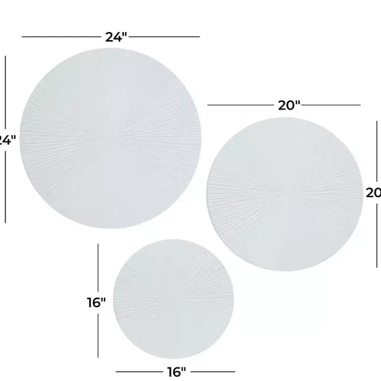 Kirklands Home Wall Plaques|Matte Ribbed Sunburst Wall Plates, Set of 3 White