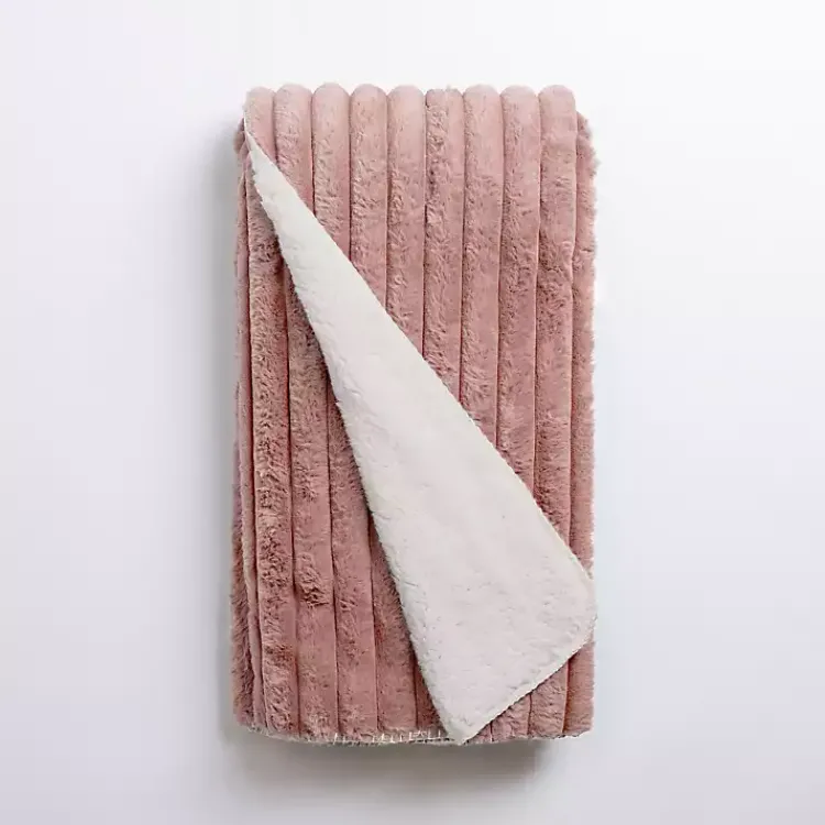 Online Mauve Ribbed Sherpa Throw Blankets & Throws