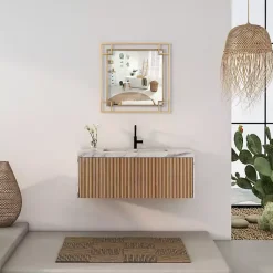 Kirklands Home Decorative Mirrors|Mavis Bronze Open Square Frame Wall Mirror