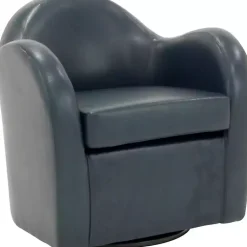 Kirklands Home Accent Chairs|Max Faux Leather Swivel Club Accent Chair Blue