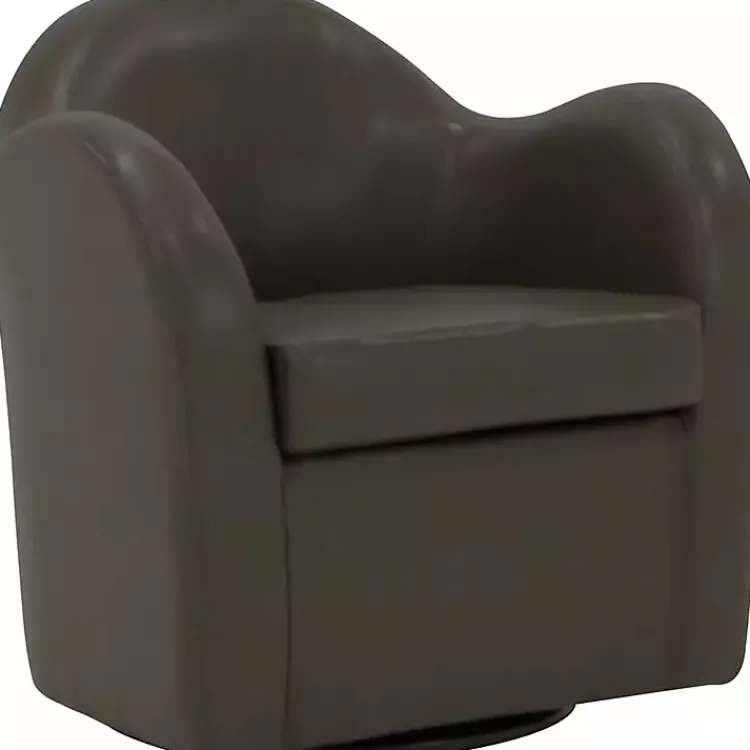 Kirklands Home Accent Chairs|Max Charcoal Faux Leather Swivel Club Accent Chair Gray