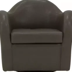 Kirklands Home Accent Chairs|Max Charcoal Faux Leather Swivel Club Accent Chair Gray