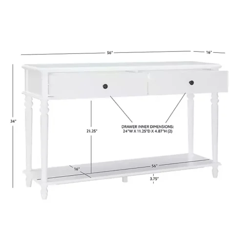 Kirklands Home Console Tables|McGhie 2-Drawer Console Table White