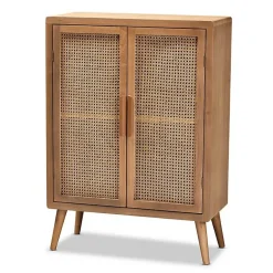 Kirklands Home Cabinets & Sideboards|Medium Oak Rattan 2-Door Cabinet