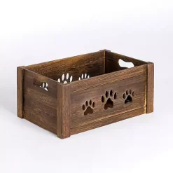 Hot Medium Paw Print Cutout Wooden Crate Baskets & Boxes