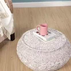 Melange Cable Knit Pouf Poufs & Floor Cushions