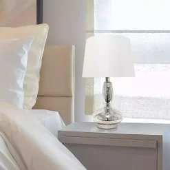 Kirklands Home Table Lamps|Mercury Glass Curvy Table Lamp White