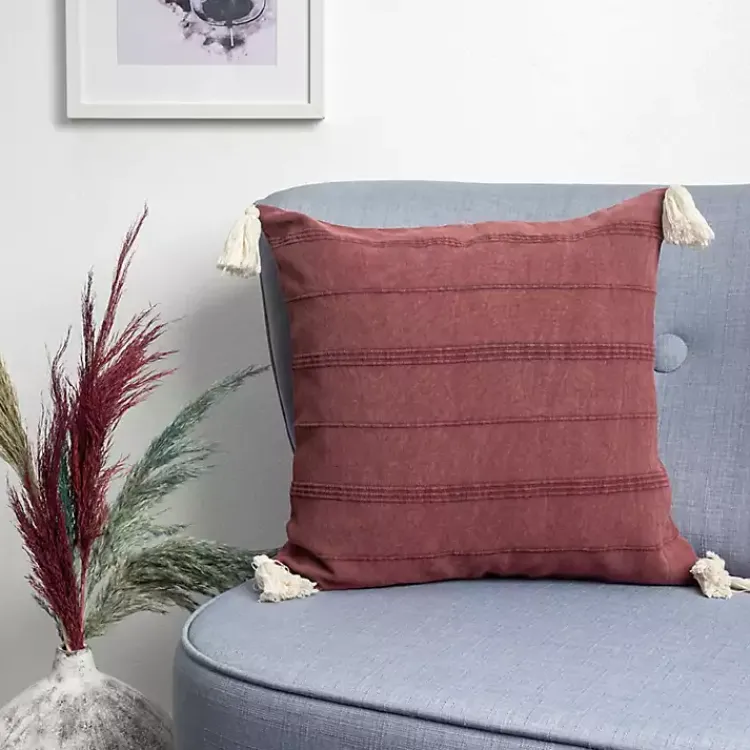 Outlet Merlot Striped Organic Cotton Throw Pillow Pillows